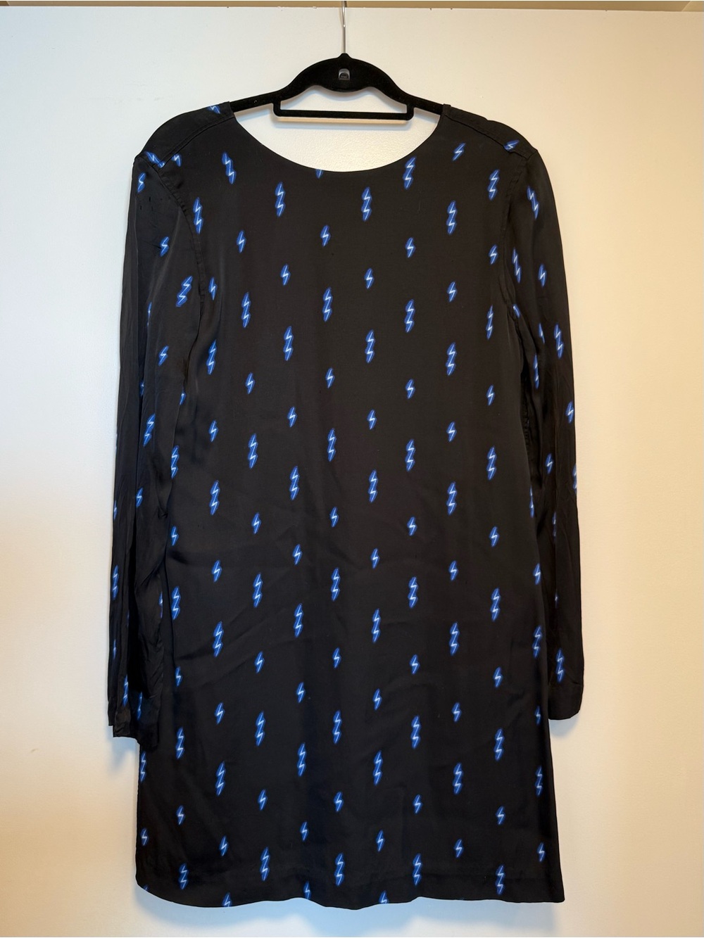 Equipment Black Dress with Blue Bolt Print